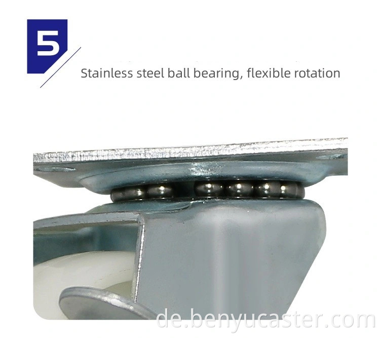 1,5/2/2,5/3 Zoll langlebig Nylon Schwarz und Weißer PP Universal Trolley Caster Wheel